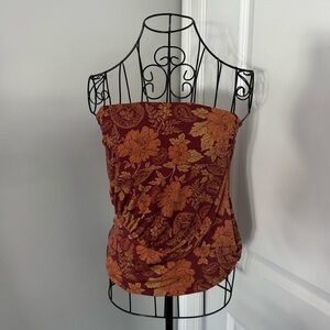 Free People Paisley Floral Crop Tube Top in Size Small